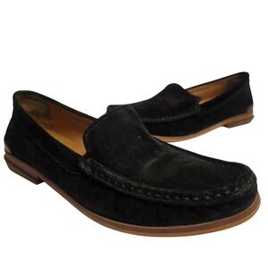 FRANCO SARTO 6M Black Suede Gina Loafers Leather Lined Minimalist‎ Quiet Luxury